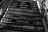 Chicago L Train Stairs Black and White Horizontal Chicago L Train Stairs black and white