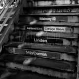 Chicago L Train Steps Black and White Square Chicago L Train Steps black and white