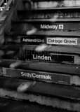 Chicago L Train Steps Black and White Vertical Chicago L Train Steps black and white