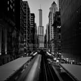 Chicago L Train Trump Tower Black and White Square Chicago L Train Trump Tower black and white