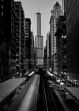 Chicago L Train Trump Tower Black and White Vertical Chicago L Train Trump Tower black and white