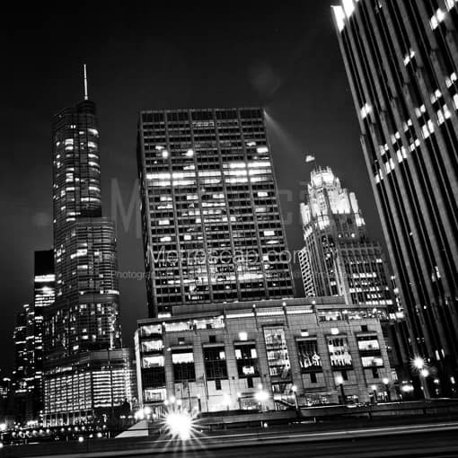 Matte Black MDF Framed Black and White Chicago Photograph: The University of Chicago in a Square Matte Black MDF Frame