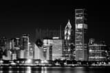 Chicago Skyline Aon Center Black and White Horizontal Chicago Skyline Aon Center black and white