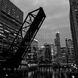 Chicago Skyline From Kinzie Street Bridge Black and White Square Chicago Skyline From Kinzie Street Bridge black and white