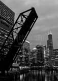 Chicago Skyline From Kinzie Street Bridge Black and White Vertical Chicago Skyline From Kinzie Street Bridge black and white