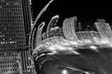 Chicago Skyline Reflection Cloud Gate Millennium Park Black and White Horizontal Chicago Skyline Reflection Cloud Gate Millennium Park black and white