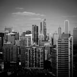 Downtown Chicago From Mccormick Place Black and White Square Downtown Chicago From Mccormick Place black and white
