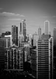 Downtown Chicago From Mccormick Place Black and White Vertical Downtown Chicago From Mccormick Place black and white