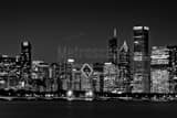 Downtown Chicago Skyline From Adler Planetarium Black and White Horizontal Downtown Chicago Skyline From Adler Planetarium black and white