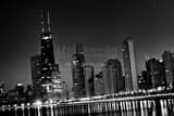 John Hancock Building North Ave Beach Black and White Horizontal John Hancock Building North Ave Beach black and white