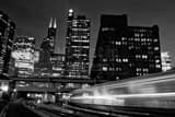 Metra Train Downtown Chicago Black and White Horizontal Metra Train Downtown Chicago black and white