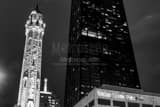 Old Chicago Water Tower Hancock Tower Black and White Horizontal Old Chicago Water Tower Hancock Tower black and white