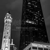 Old Chicago Water Tower Hancock Tower Black and White Square Old Chicago Water Tower Hancock Tower black and white
