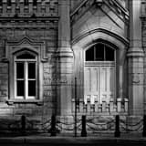 Side Door Of Old Chicago Water Tower Black and White Square Side Door Of Old Chicago Water Tower black and white