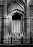 Side Door Of Old Chicago Water Tower Black and White Vertical Side Door Of Old Chicago Water Tower black and white