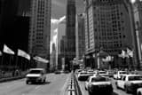 Taxi Cabs On Michigan Avenue Bridge Black and White Horizontal Taxi Cabs On Michigan Avenue Bridge black and white