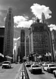 Taxi Cabs On Michigan Avenue Bridge Black and White Vertical Taxi Cabs On Michigan Avenue Bridge black and white