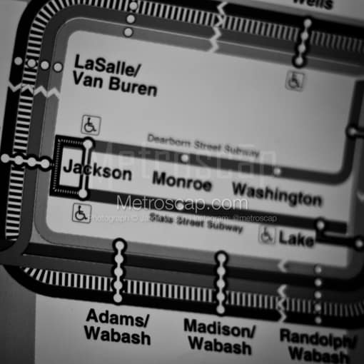 Matte Black MDF Framed Black and White Chicago Photograph: The Loop in a Square Matte Black MDF Frame