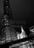 Trump Tower Wrigley Building Black and White Vertical Trump Tower Wrigley Building black and white