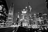 Wacker Drive And Michigan Avenue Black and White Horizontal Wacker Drive And Michigan Avenue black and white