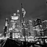 Wacker Drive And Michigan Avenue Black and White Square Wacker Drive And Michigan Avenue black and white