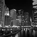 Wacker Drive Chicago Riverwalk Black and White Square Wacker Drive Chicago Riverwalk black and white