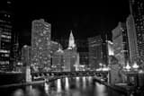 Wrigley Building And Chicago River Black and White Horizontal Wrigley Building And Chicago River black and white