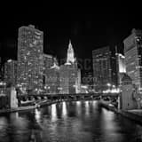 Wrigley Building And Chicago River Black and White Square Wrigley Building And Chicago River black and white