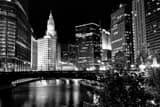Wrigley Building And Wabash Bridge Black and White Horizontal Wrigley Building And Wabash Bridge black and white