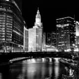 Wrigley Building And Wabash Bridge Black and White Square Wrigley Building And Wabash Bridge black and white
