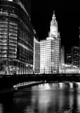 Wrigley Building And Wabash Bridge Black and White Vertical Wrigley Building And Wabash Bridge black and white