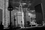 Wrigley Building Tribune Building Wacker Drive Black and White Horizontal Wrigley Building Tribune Building Wacker Drive black and white