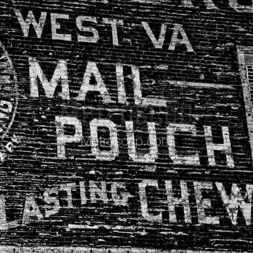 Matte Black MDF Framed Black and White Chillicothe Photograph: Mail Pouch Tobacco Mural in a Square Matte Black MDF Frame