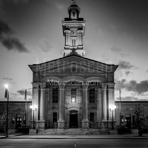 Matte Black MDF Framed Black and White Chillicothe Photograph: The Ross County Courthouse in Chillicothe in a Square Matte Black MDF Frame