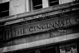 Cincinnati Engraved In Building Black and White Horizontal Cincinnati Engraved In Building black and white