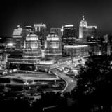 Cincinnati Skyline Mt Adams Black and White Square Cincinnati Skyline Mt Adams black and white
