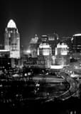 Cincinnati Skyline Mt Adams Black and White Vertical Cincinnati Skyline Mt Adams black and white