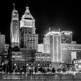 Cincinnati Skyline Paul Brown Stadium Black and White Square Cincinnati Skyline Paul Brown Stadium black and white