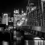 Main Suspension Span Roebling Bridge Black and White Square Main Suspension Span Roebling Bridge black and white