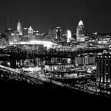 New Cincinnati Skyline Devou Park Black and White Square New Cincinnati Skyline Devou Park black and white