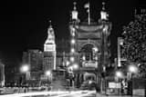 Roebling Bridge Cincinnati Skyline Night Black and White Horizontal Roebling Bridge Cincinnati Skyline Night black and white
