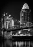 Roebling Bridge Queen City Tower Black and White Vertical Roebling Bridge Queen City Tower black and white