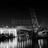 Bascule Bridge Cuyahoga River Black and White Square Bascule Bridge Cuyahoga River black and white