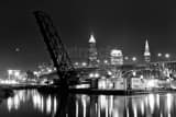 Cleveland Ohio Skyline Lake Erie Black and White Horizontal Cleveland Ohio Skyline Lake Erie black and white