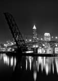 Cleveland Ohio Skyline Lake Erie Black and White Vertical Cleveland Ohio Skyline Lake Erie black and white