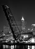 Cleveland Ohio Skyline Whiskey Island Black and White Vertical Cleveland Ohio Skyline Whiskey Island black and white