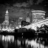 Cleveland Skyline Black and White Square Cleveland Skyline black and white