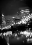 Cleveland Skyline Tilted Black and White Vertical Cleveland Skyline Tilted black and white