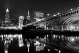 Downtown Cleveland Skyline Black and White Horizontal Downtown Cleveland Skyline black and white
