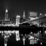 Downtown Cleveland Skyline Black and White Square Downtown Cleveland Skyline black and white